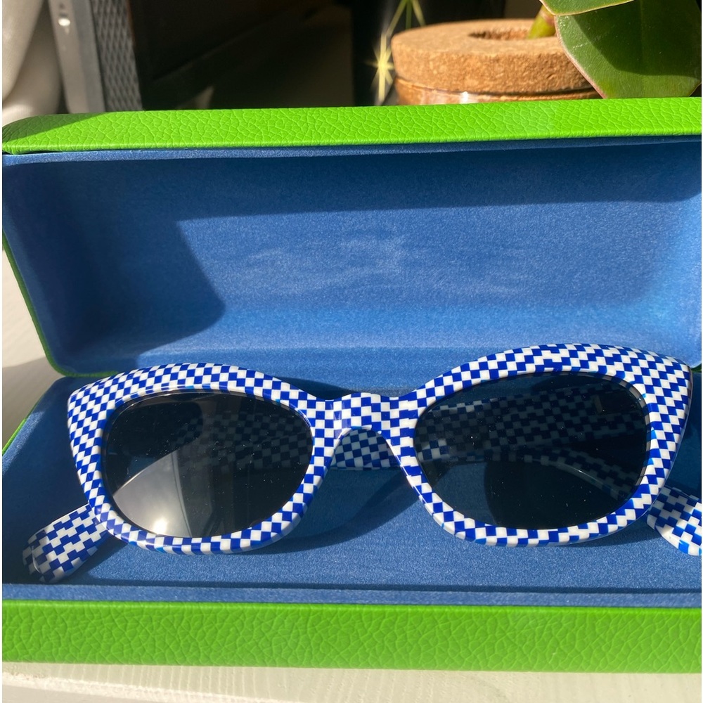 Fashion Brand Company Blue Checkered Sunglasses
